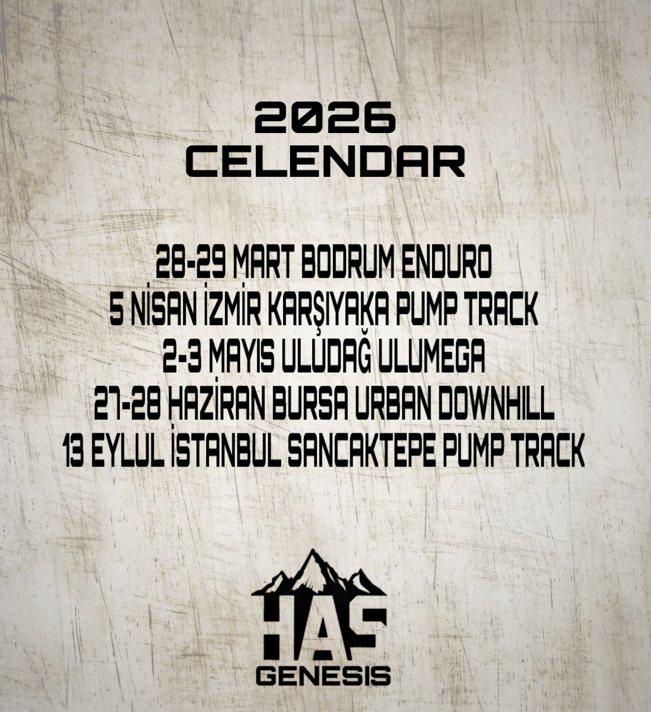 2026 ETKİNLİK TAKVİMİ BELLİ OLDU